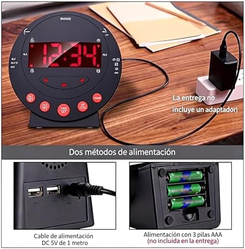 Yosoo Health Gear Loud Alarm Clock with Bed Shaker, Vibrating Alarm Clock with Adjustable LED Display Dual USB Charging Ports for Heavy Sleepers Adults Teens