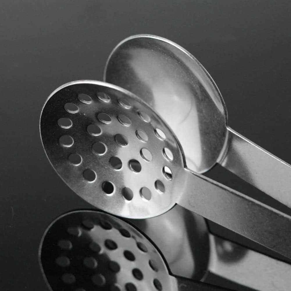 Tea Bag Squeezer, Stainless Steel Tea Bag Tongs, Tea Bag Strainer Grip Holder Tea Bag Squeezer Spoon Metal Lemon Slices Clip, Mini Tongs for Gripping Ice Cubes and Sugar (Pack of 2)