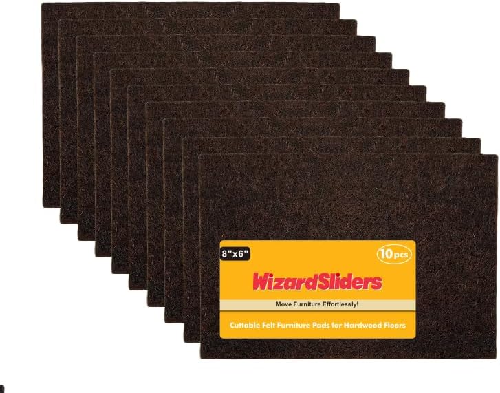 Felt Furniture Pads Self-Adhesive for Hardwood Floors, 8pcs 8" x 6" x 1/5" Cuttable Furniture Pads Square Furniture Movers, Floor Protector Cut into Any Shape, Beige