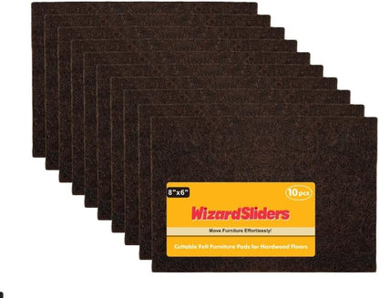 Felt Furniture Pads Self-Adhesive for Hardwood Floors, 8pcs 8" x 6" x 1/5" Cuttable Furniture Pads Square Furniture Movers, Floor Protector Cut into Any Shape, Beige