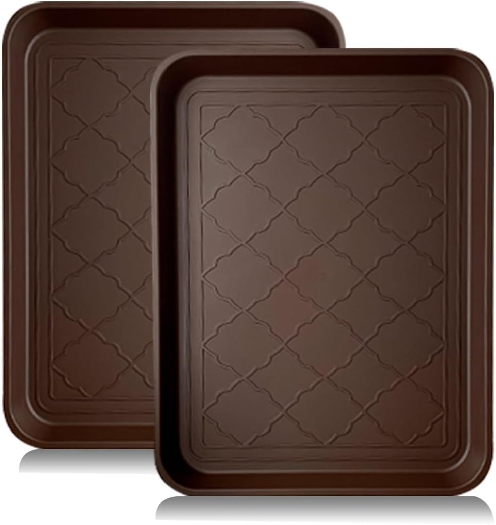 PetLike Boot Tray for Entryway Indoor, Pet Food Mat, 23 x 15.5 inch 2 Packs, Waterproof Rubber Shoe Tray for Indoor and Outdoor, Multi-Purpose Trays for Boots, Shoes, Pets, Garden