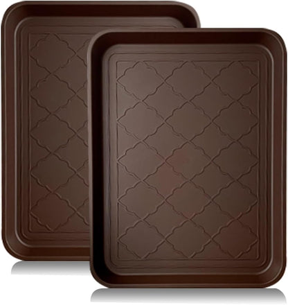 PetLike Boot Tray for Entryway Indoor, Pet Food Mat, 23 x 15.5 inch 2 Packs, Waterproof Rubber Shoe Tray for Indoor and Outdoor, Multi-Purpose Trays for Boots, Shoes, Pets, Garden