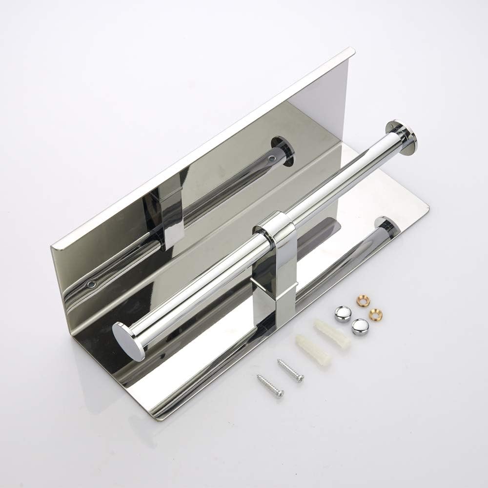 Double Toilet Paper Holder with Shelf Brushed Nickel Toilet Paper Holder Wall Mounted