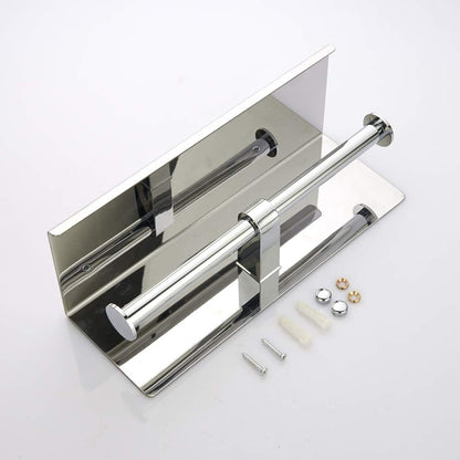 Double Toilet Paper Holder with Shelf Brushed Nickel Toilet Paper Holder Wall Mounted