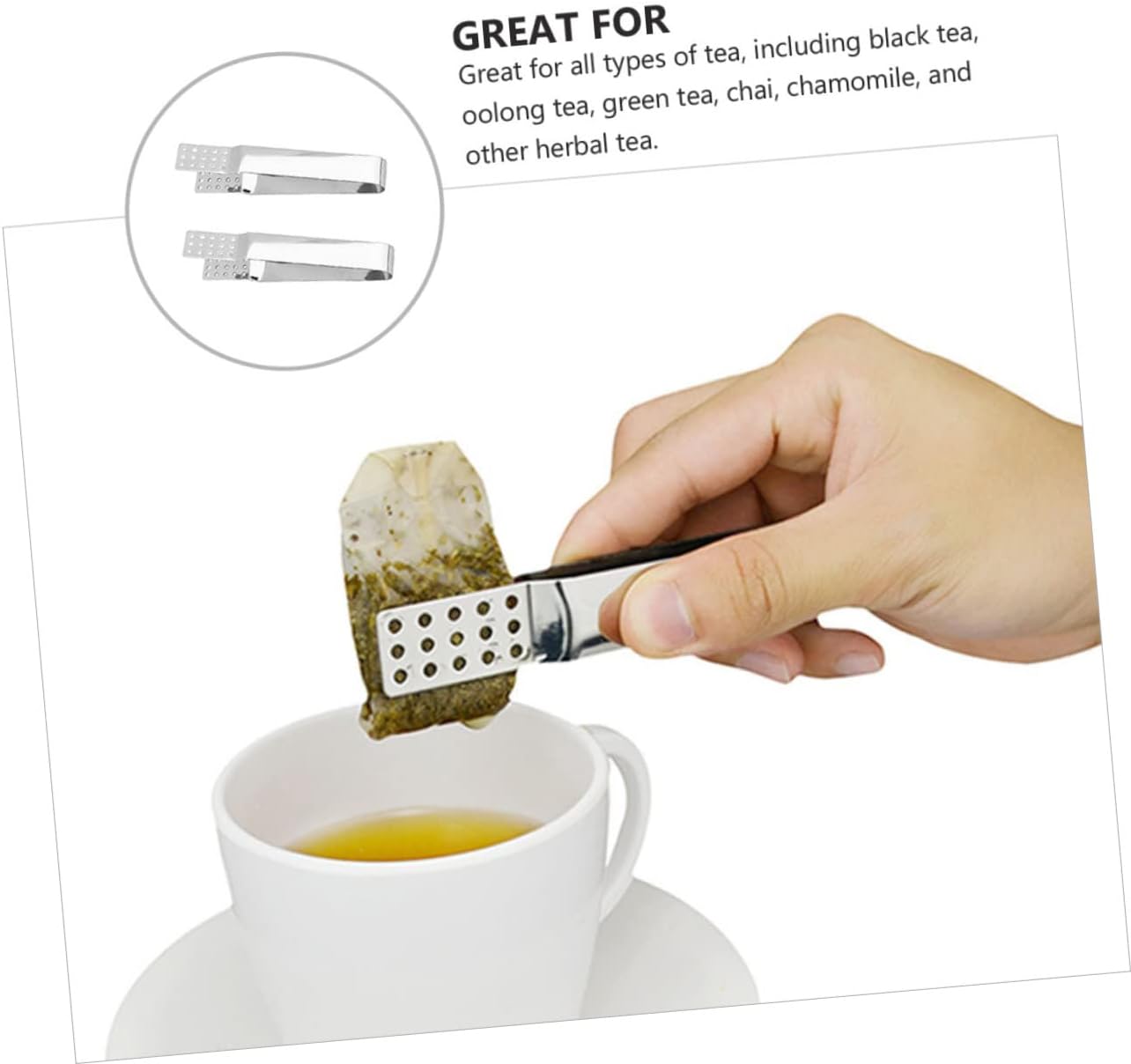 2PCS Stainless Steel Tea Bag Tongs, Mini Food Tongs Teabag Squeezer Sugar Serving for Tea Ice Cube Sugar