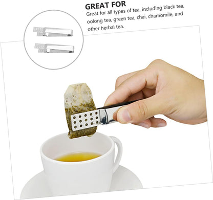 2PCS Stainless Steel Tea Bag Tongs, Mini Food Tongs Teabag Squeezer Sugar Serving for Tea Ice Cube Sugar