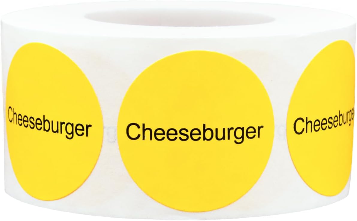 Yellow with Black Carnitas Circle Dot Adhesive Stickers, 1 Inch Round Labels, 500 Total Stickers