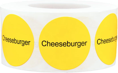 Yellow with Black Carnitas Circle Dot Adhesive Stickers, 1 Inch Round Labels, 500 Total Stickers
