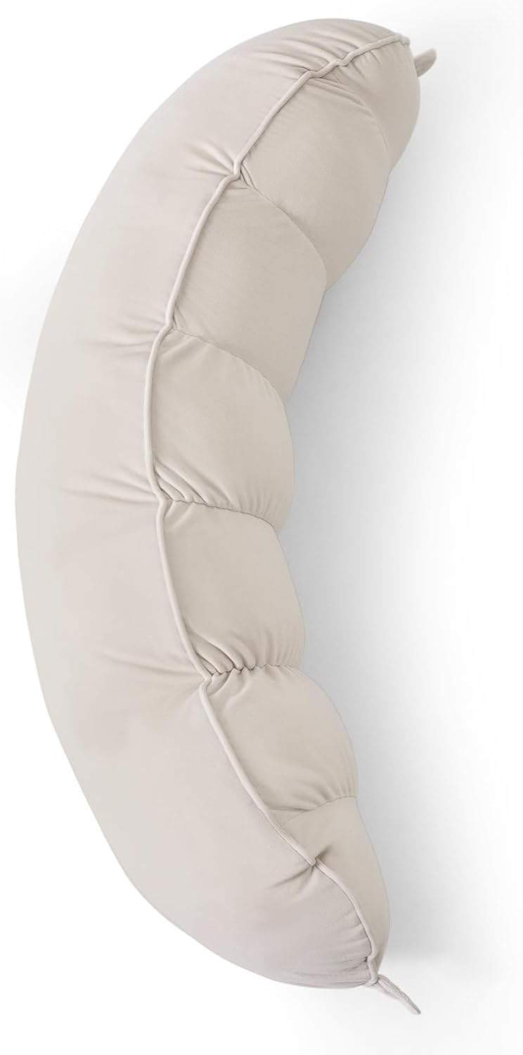 Peallow(Pat. Pend) – Long Round Body Pillow for Adults, Bolster Pillow for Sleeping, Soft and Supportive Pillow for Sleeping & Lumbar Support (Green-White, 29.5")
