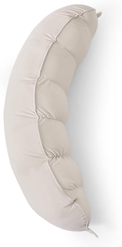 Peallow(Pat. Pend) – Long Round Body Pillow for Adults, Bolster Pillow for Sleeping, Soft and Supportive Pillow for Sleeping & Lumbar Support (Green-White, 29.5")