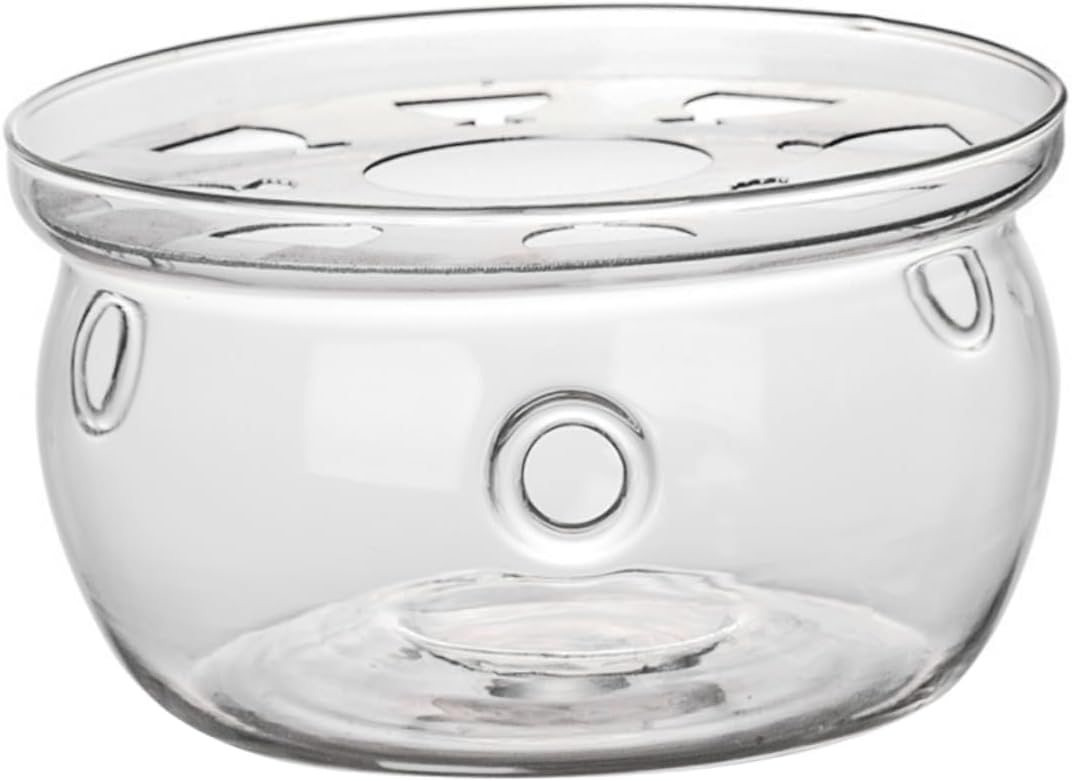 VOSAREA Glass Teapot Warmer Heating Base High Borosilicate Glass Tea Warmer for Home Use Elegant Desktop Teapot Heater Candle Holder for Loose Leaf Tea and
