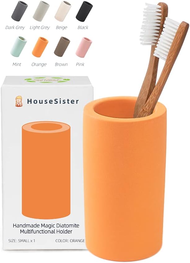 Fast-Drying Diatomite Toothbrush Holder - Bathroom Countertop Organizer Stand for Toothpaste, Makeup Brushes, Razors & Accessories (Dark Grey)