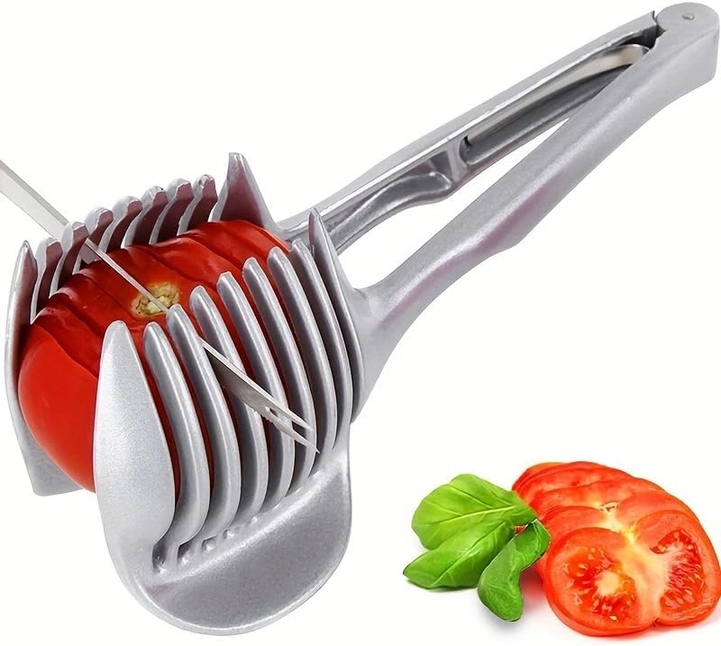 Choxila Lemons Holder for Slicing –Aluminum alloy Tomato Slicer Tool for Home Use, Multi-Purpose Vegetable Holder for Onion，Potatoes, Tomatoes & Slicing