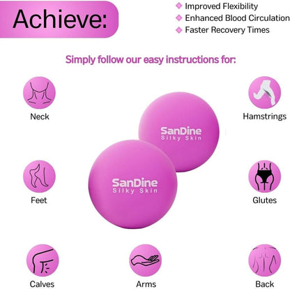 Lacrosse Massage Balls for Deep Tissue Massage - Release Tension Relieve Muscle Soreness Improve Flexibility - Ideal for Myofascial Release Trigger Point Therapy - 2Pack Yoga Balls by Sandine (Red)
