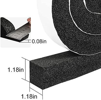 2 Rolls Foam Seal Tape for Door Window Insulation, Soundproof and Shockproof Foam Adhensive Strip, 3/8" Wx3/16 T Single Sided Foam Tape, Cold Air and Draft Closed Cell Seal Strip,Total 32FT