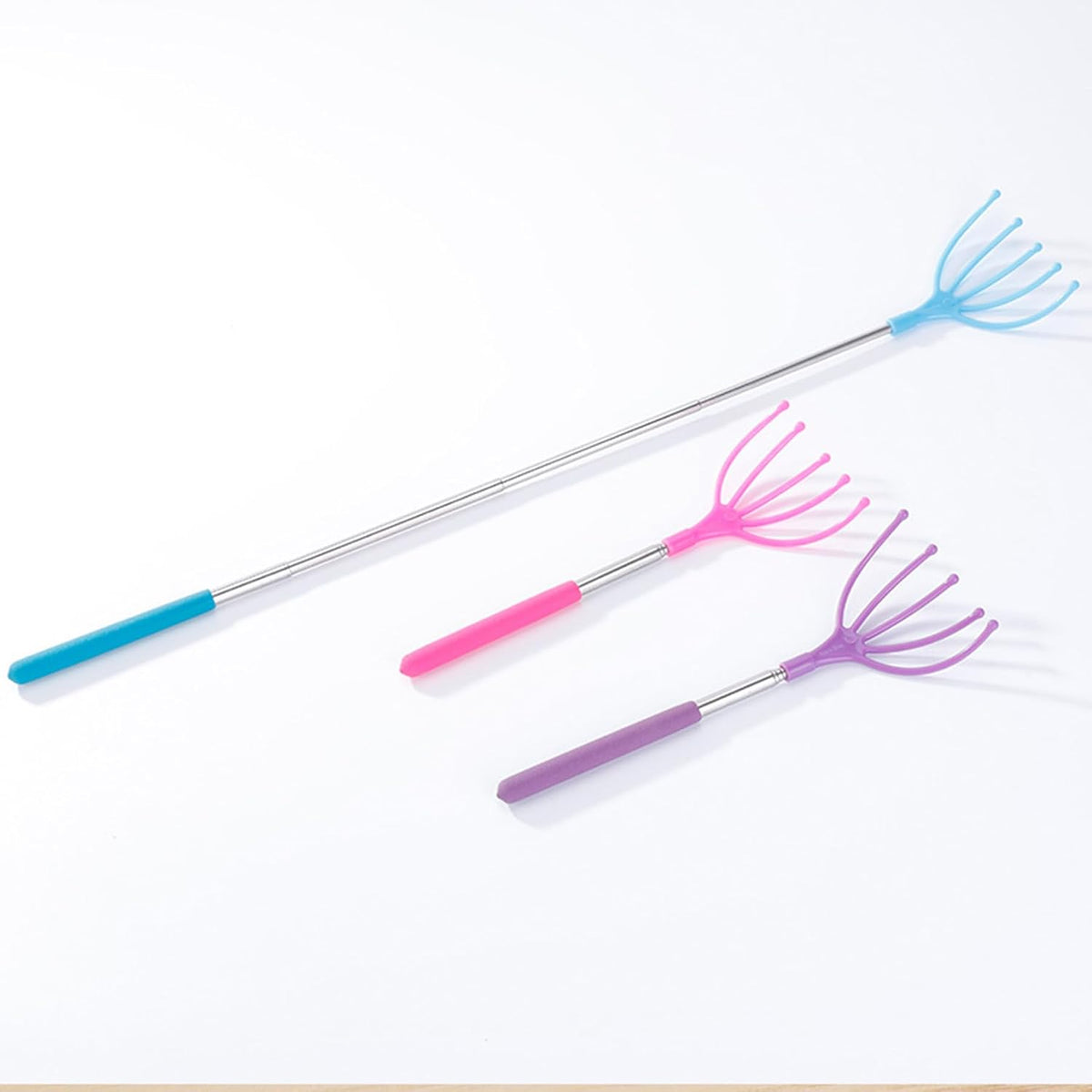 Silicone Back Scratching Tool Extendable Telescopic Back Scratcher Skin Safe Bristle Claw Back Scratcher with Folding Handle