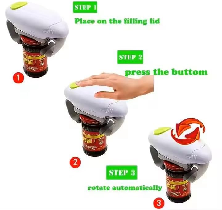 One-Touch Automatic Electric Jar Opener – Hands Free Smooth Edge Kitchen Can Opener Higher Torque & Strong High Quality