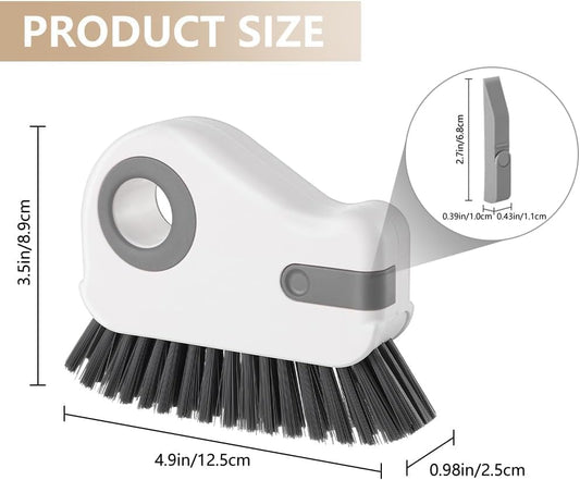 2 in 1 Window Track Cleaning Brush Tools (Grey) | Hard Bristle Crevice Cleaning Brush with Hidden Scraper, Groove Cleaning Brush for Sliding Door Track, Window Sill