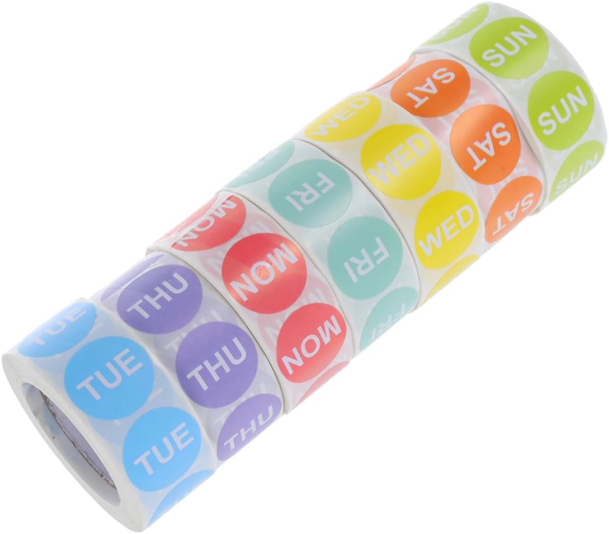 7 Rolls Weekday Label Stickers Adhesive Date Marking Dots for Restaurant Management Removable Day of Week Stickers for Calendars Notebooks and Meal Prep