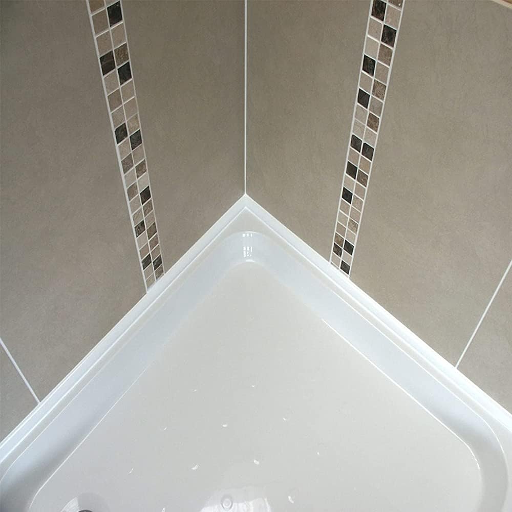 78 inch Shower Threshold Water Dam Barrier Water Stopper, Glass Shower Door Bottom Seal Strip, Silicone Rubber Kitchen Sink Splash Guard for Countertop, Bathtub, Bathroom（White）