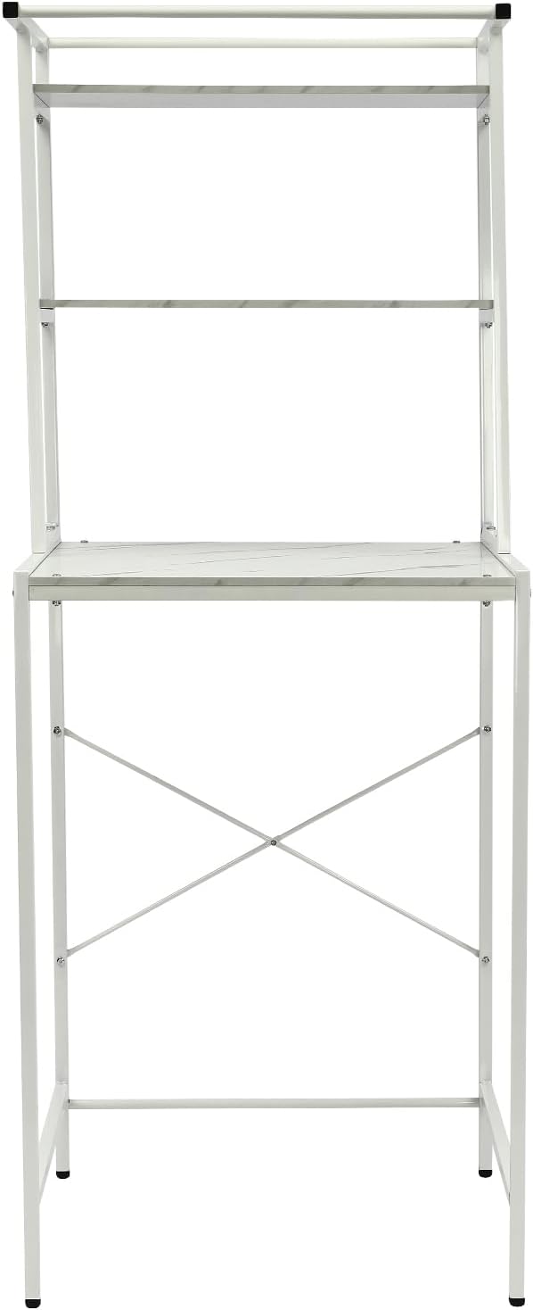 Over Washer and Dryer Storage Shelf Portable Organizer Rack Space Saver Standing Rack with Adjustable Feet for Bathroom Laundry Room (Black+Oak)