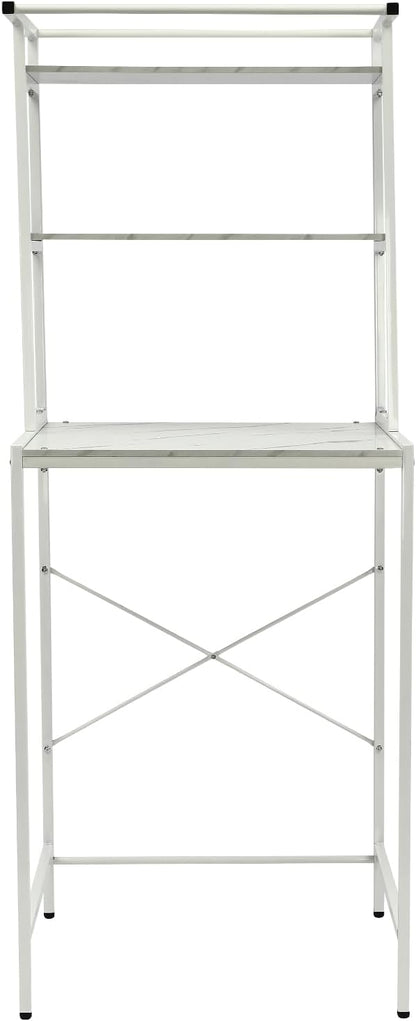 Over Washer and Dryer Storage Shelf Portable Organizer Rack Space Saver Standing Rack with Adjustable Feet for Bathroom Laundry Room (Black+Oak)