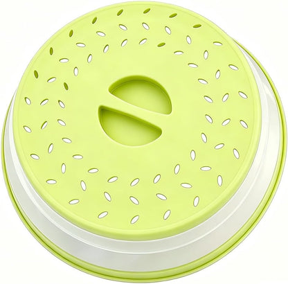 Collapsible Microwave Splatter Cover (12.4 IN,black) | Microwave Plate Cover With Steam Vent