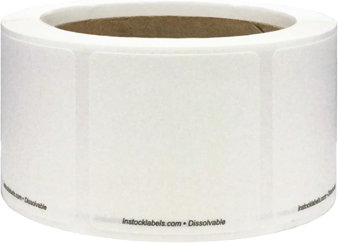 Dissolvable Blank Shelf Life Labels for Food Rotation Prep 2 x 2 Inch 500 Adhesive Stickers