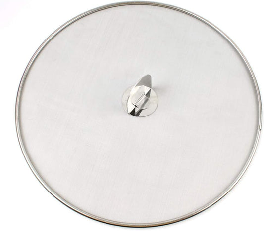 9.84 in Stainless Steel Splatter Screen With Fold-Flat Top Knob, Fine Mesh Grease Guard, Silver, 1-Pack