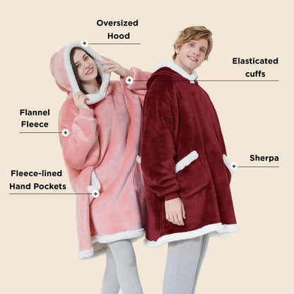 Bedsure Wearable Blanket Sherpa Hoodie Gifts, Sweatshirt, Grey, Standard