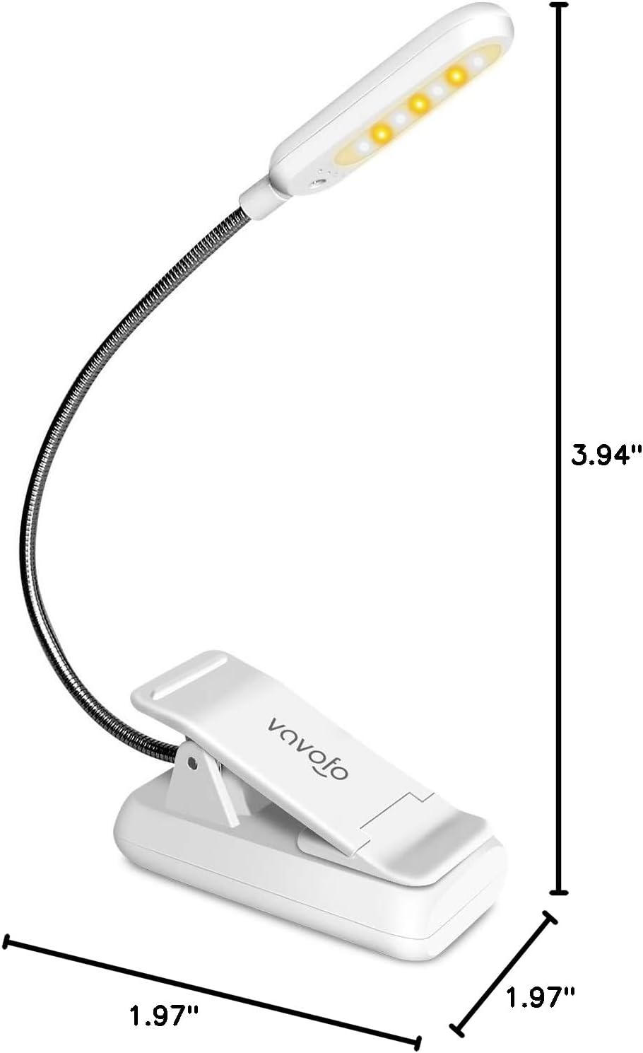 VAVOFO Rechargeable Book Light for Reading in Bed Kids, 7 LED Reading Light with 9-Level Warm Cool White Daylight, Eye Care Lamp with Power Indicator for Bookworms (Yellow)