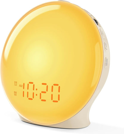 JALL Full-Screen Wake Up Light Sunrise Alarm Clocks for Bedrooms, White Noise Machine for Heavy Sleepers, 25 Natural Sounds, Dual Alarms, FM Radio, 17 Dimmable Colors, Bluetooth Speaker