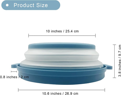 Microwave Cover for Food, 10.2 Inch Microwave Splatter Cover with Anti-Scald Tray, Collapsible Vented Microwave Plate Cover, BPA-Free Food Lid with Handles for Compact Microwaves