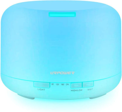 URPOWER 500ml Aromatherapy Essential Oil Diffuser Humidifier Room Decor Lighting with 4 Timer Settings, 7 LED Color Changing Lamp and Waterless Auto Shut-Off