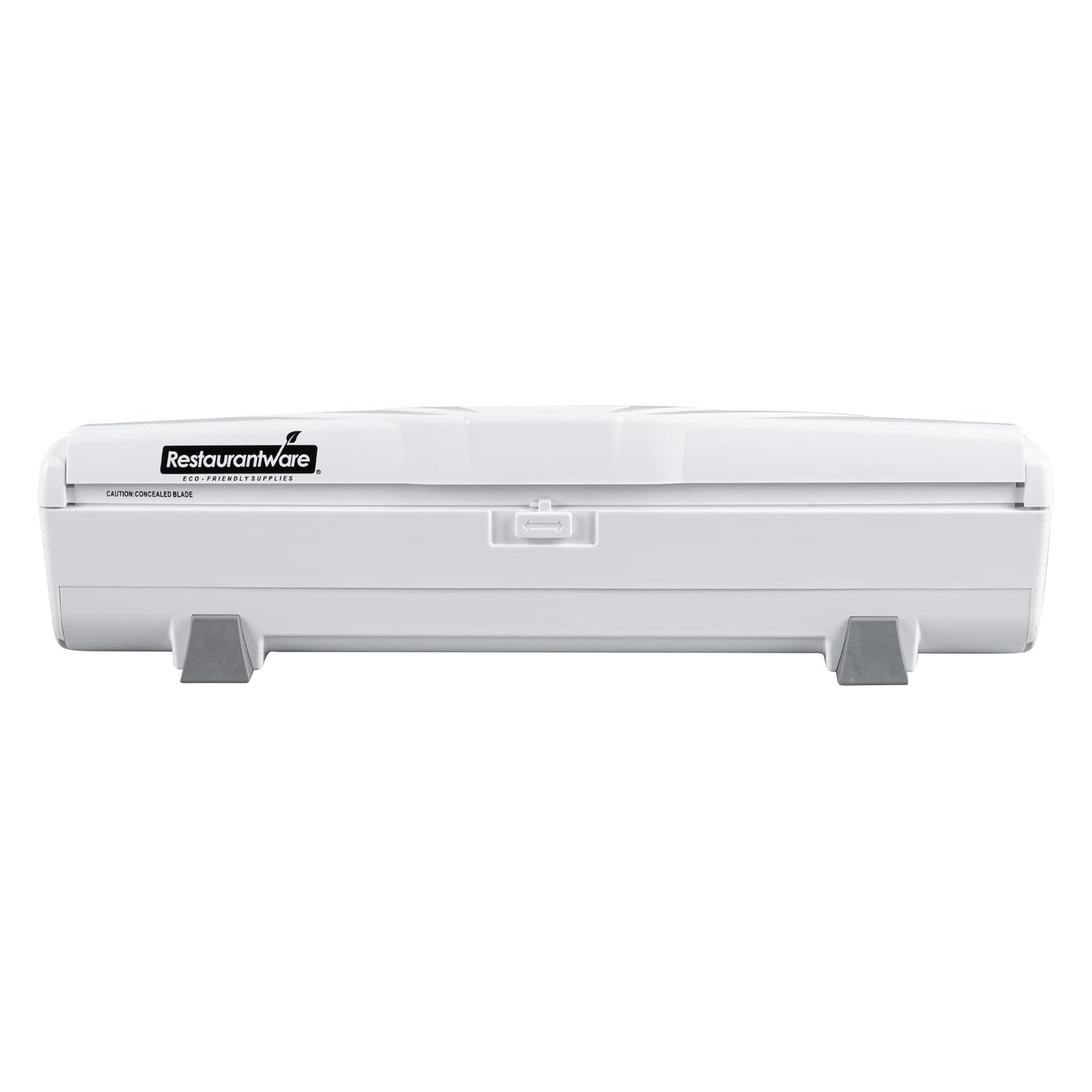 Restaurantware-Chef 101 Food Wrap Dispenser with Cutter, 1 Refillable Cling Wrap Dispenser - Fits 12” to 18” x 1000’ Rolls, Press Down and Cut, White Plastic Aluminum Foil, Sharp Blade