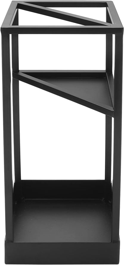 MyGift 20 Inch Brass Tone Metal Umbrella Stand with Drip Tray | Freestanding Rain Gear Storage - Long Short Umbrellas Canes Walking Sticks Entryway Lobby Office Floor Standing Drip Catcher
