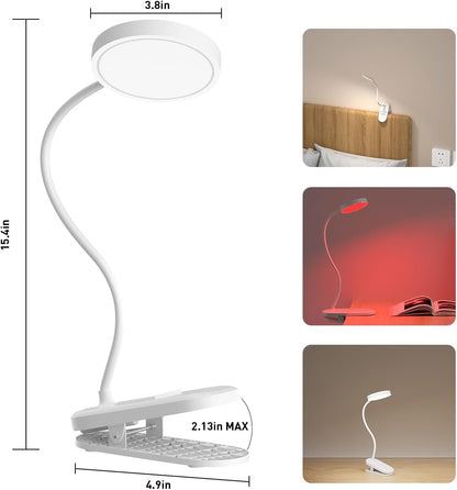 long-stars Red Light Reading Lamp for Sleep, Book Light for Bed Reading with 625nm Blue-Free Night Light, 2 Color Mode & Timer, 2000mah Rechargeable Clip on Lamp for Headboard, Desk, Studying