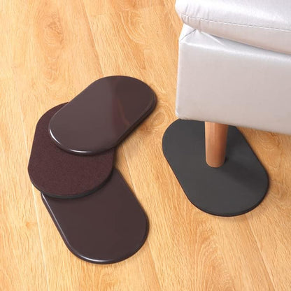 Ezprotekt Large Furniture Sliders for Carpet and Hardwood Floors, 8 Pack 9-1/2" x 5-3/4" Reusable Oval Heavy Duty Furniture Moving Pads, 4 Pcs Hard Floor Felt Sliders+4 Pcs Carpet Sliders (Beige)