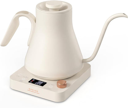Epeios Electric Kettle, Gooseneck Electric Kettle with ±1°F Temperature Control, 1200W Rapid Heating for Pour Over Coffee & Tea, 304 Stainless Steel Interior, Auto Shut-Off, 0.9L, Black | Rapid Heating, Precision Pour-Over for Coffee & Tea,Smart Hot