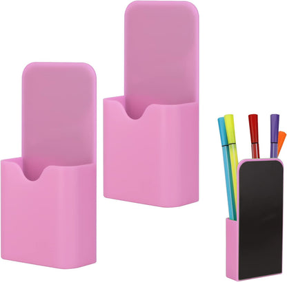 LUTER 2 Pcs Magnetic Pen Holder Pencil Holder Dry Erase Marker Holder Magnetic Pen Organizer Home School Office Supplies for Refrigerator Whiteboard Locker (White)