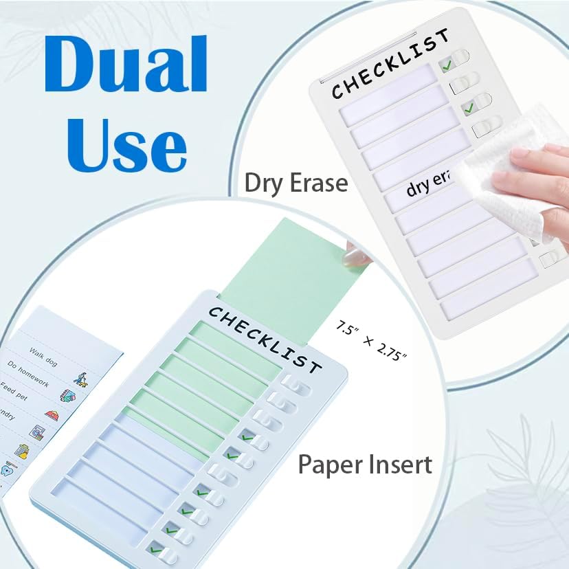 Dry Erase Chore Chart for Kids, Standable Whiteboard Checklist Board | Standable, Resuable, Portable, Routine Chart with a Pen
