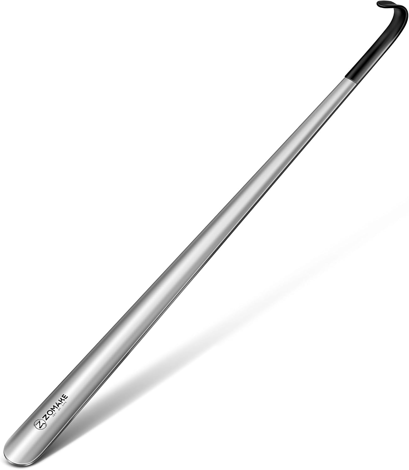ZOMAKE Shoe Horn Long Handle for Seniors Men Women, Metal Shoehorn 16.5" | Stainless Steel Boot Horn Shoe Spoon Helper, Comfort Grip Handle, Smooth Edges, No Bending Required, Shoe Care for Daily Use