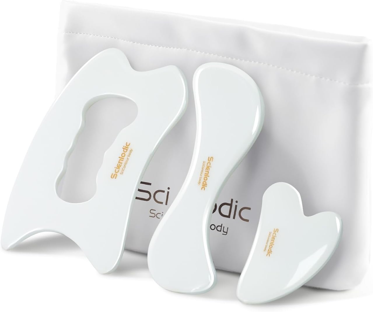 Scienlodic Gua Sha Massage Tool with Handle (Resin) Larger Guasha Scraping Tool for Back Neck Face Leg Massage, Lymphatic Drainage, Cellulite Remove - Large