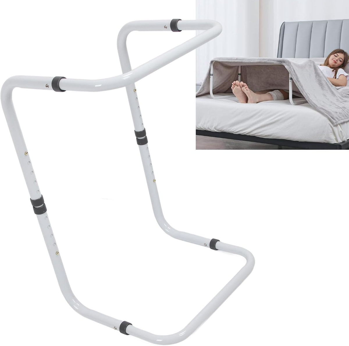 Blanket Lifter for Feet, Height Adjustable Aluminum Alloy Blanket Support for Foot Knee Toes Leg Ankle Post Surgery Recovery, 4 Clips Included