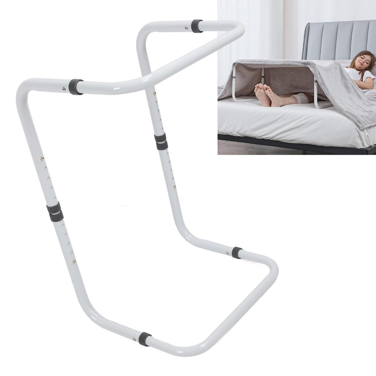 Blanket Lifter for Feet, Adjustable Bed Cradle with 4 Clips, Height Adjustable from 25 to 33 Inch, Aluminum Alloy Foot Tent Blanket Support for Surgery Recovery and Arthritis Relie