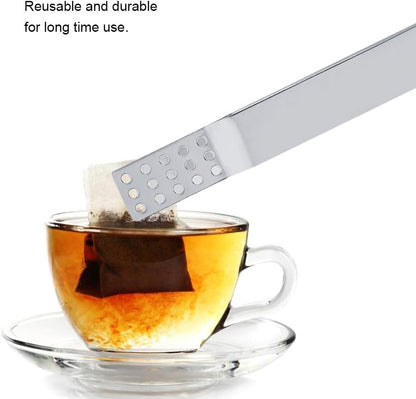Tea Bag Squeezer Tea Bag Squeezer Tongs Multifunctional Stainless Steel Clamp/Holder Ergonomic Kitchen Gadget Safe for Squeezing Bags and Sealing Snacks 5 31 Inches