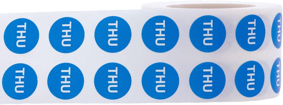 Red Circle Wednesday Stickers – 1/2 Inch Round Adhesive Labels, 1000 Total Stickers Per Roll for Inventory, Food Rotation, Organization, and Retail – Made in the USA