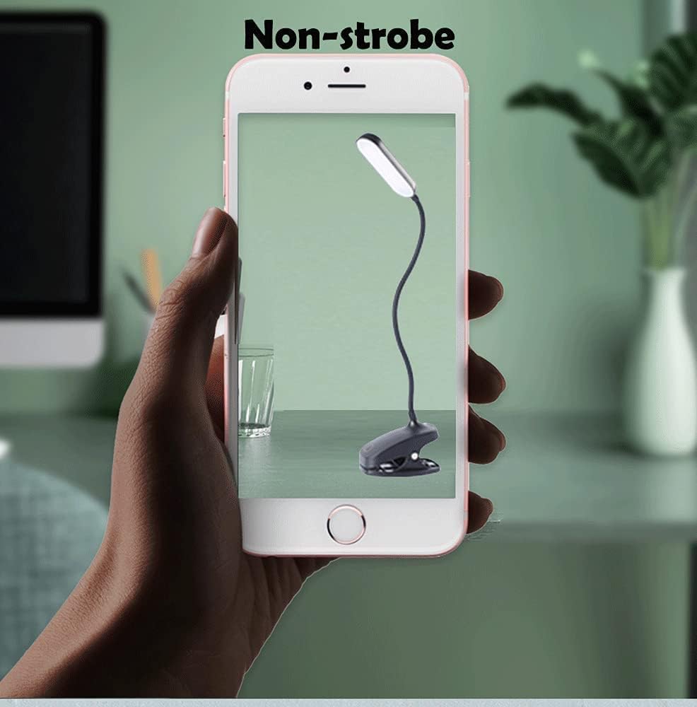 COLORLIFE Desk Lamp Clip On Light-7W 2600mAH Flexible Gooseneck Battery Operated Rechargeable Reading Lamp with Clamp & Stepless Brightness for Desk,Piano,Bed Headboard and Computers
