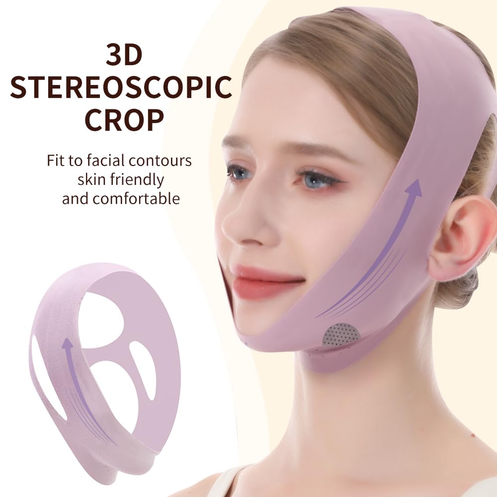 V-Line Lifting Mask, Chin Strap for Sleeping, Jawline Wrap, Medium, Pink