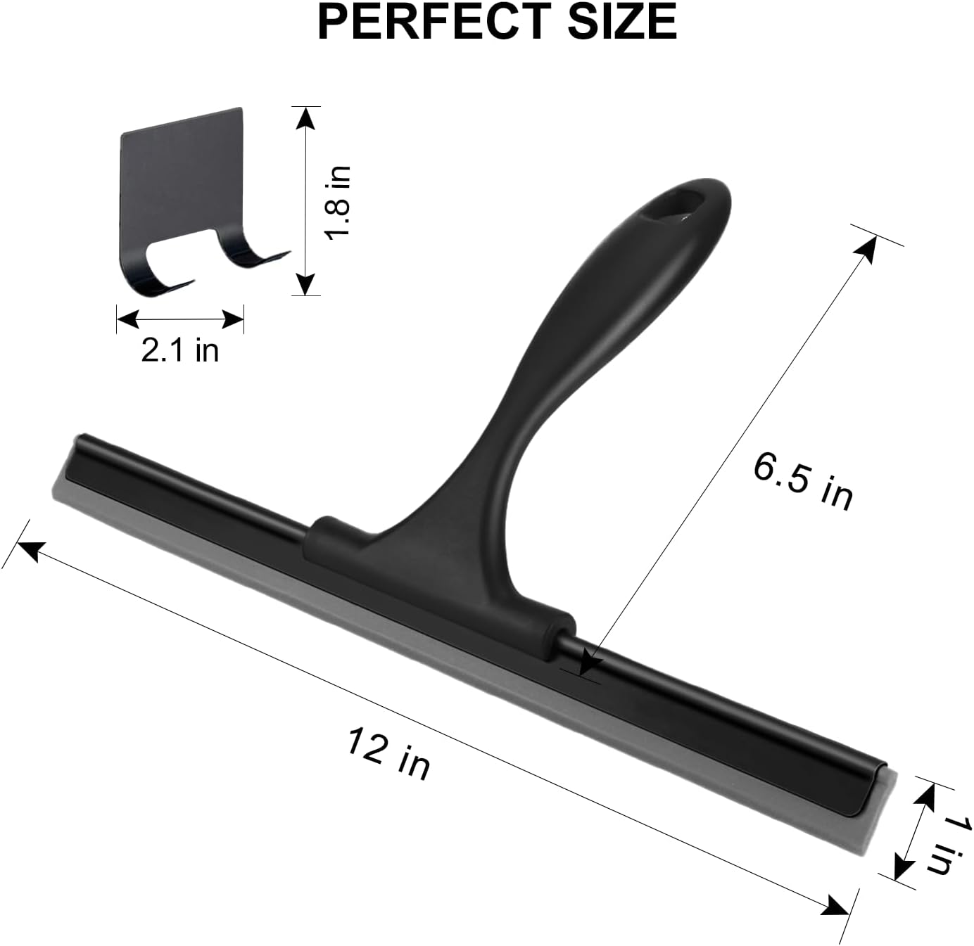 SetSail Squeegee for Shower Glass Door, 10 Inches, Black | Stainless Steel Shower Squeegee for Glass Doors, All-Purpose Window Squeegee for Shower Mirror Bathroom Car Window Cleaning